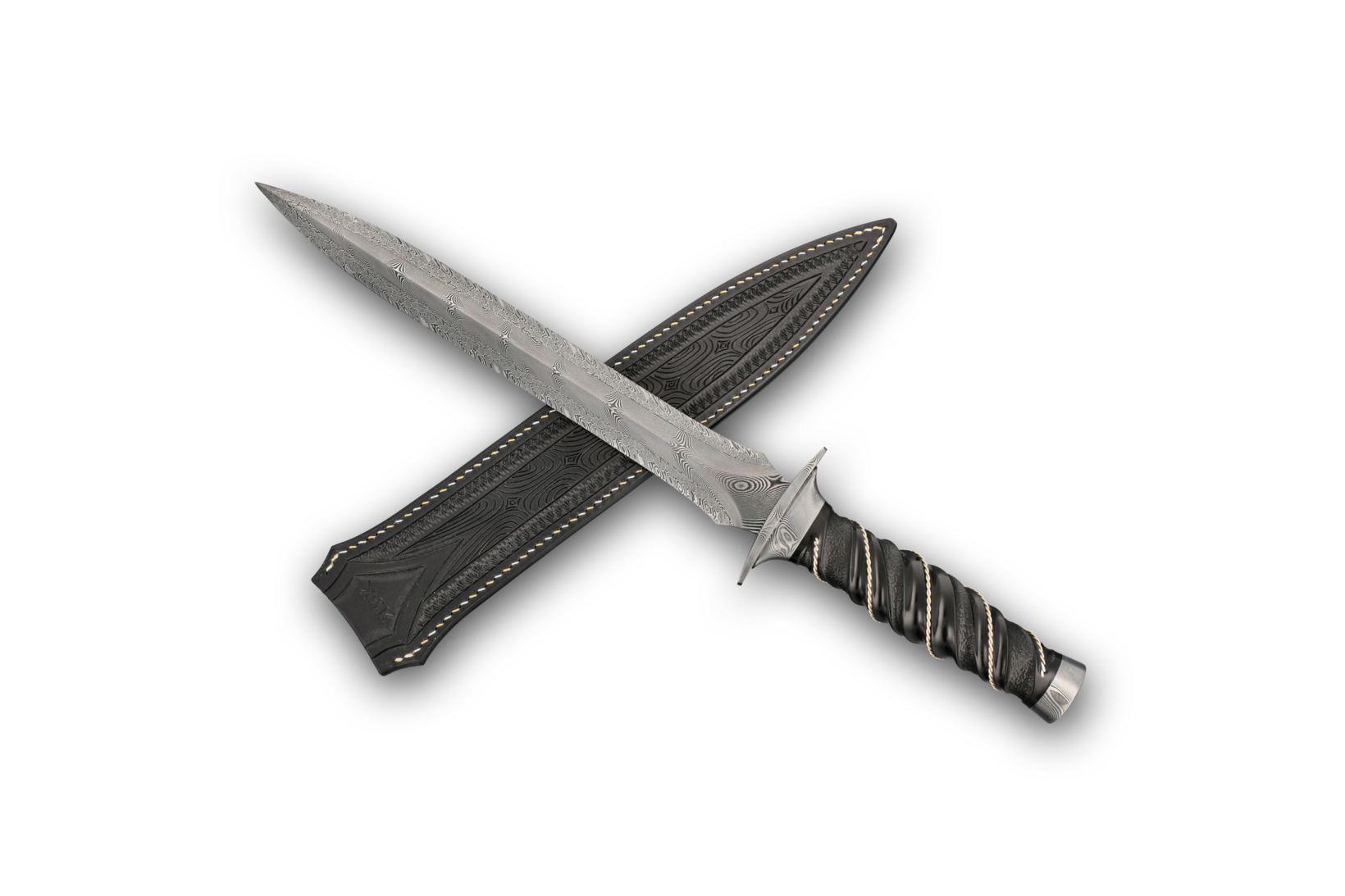 Spitz-Erl-Dolch „Damascus Torsion“